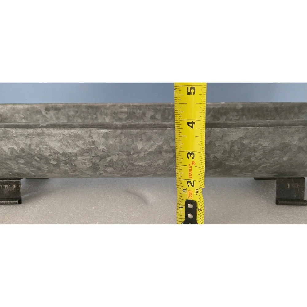 Rustic Galvanized Metal Trough Planter with Handles Farmhouse Centerpiece 22in